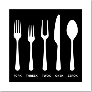 Fork Threek Twok Onek Zerok Posters and Art